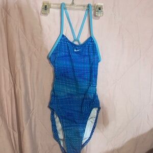 Nike blue one piece girls swimsuit
